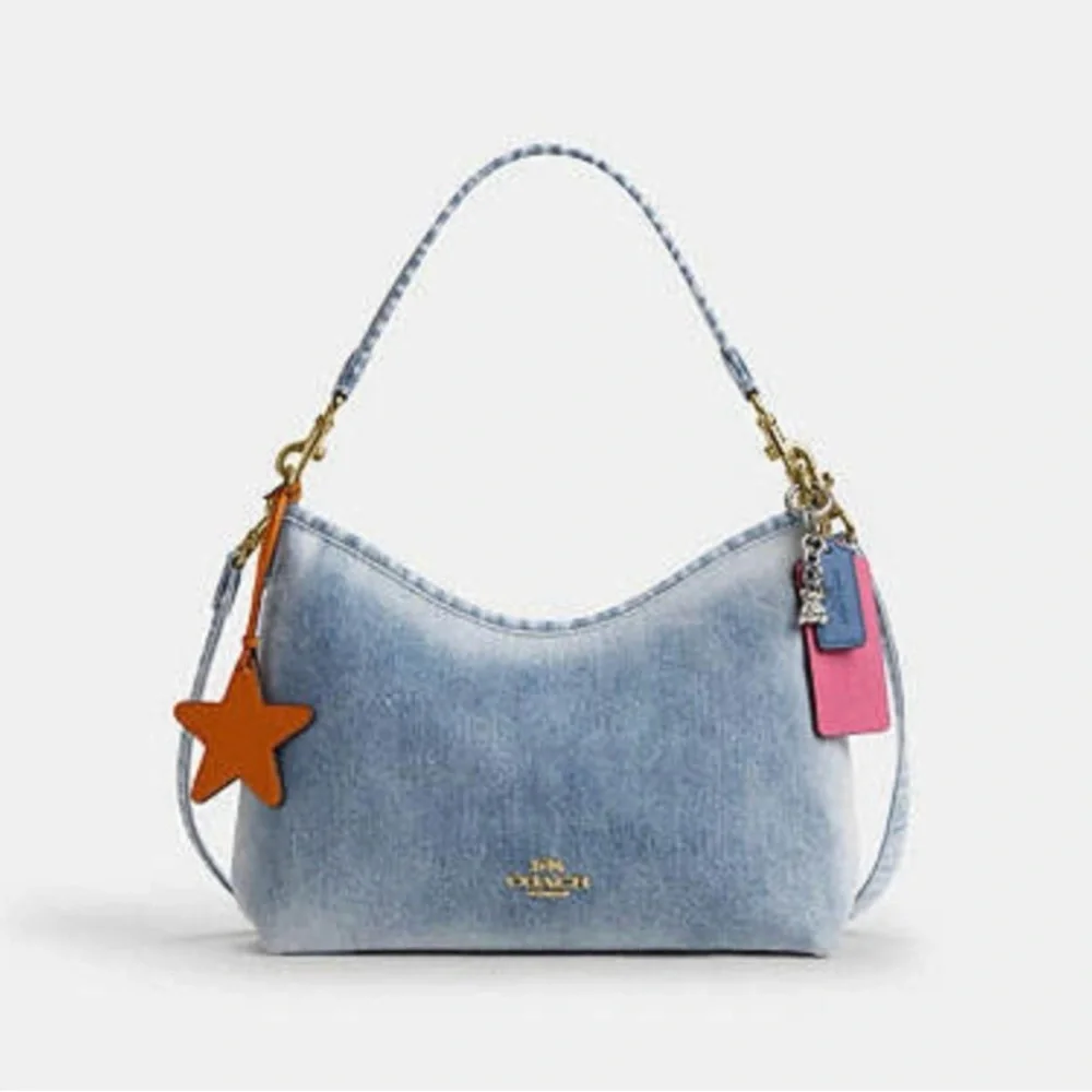 NWT Coach Loved DENIM Laurel Shoulder w/charms n crossbody strap factory wrapped - Picture 1 of 6
